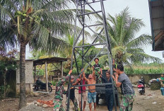 Semangat Gotong Royong Warga Bangun Tower Air Bersama Satgas TMMD Ke-124 Kodim 0408/BS