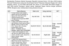 Kejari Seluma Lelang Barang Sitaan, Berikut Daftarnya