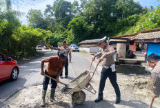  Cegah Laka, Satlantas   Polres Kaur Tambal Jalan