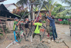 Semangat Gotong Royong   Membangun Tower Air, TMMD ke-124 Kodim 0408 BS di Desa Bandu Agung