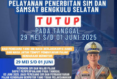 Libur Kenaikan Isa Almasih, Layanan SIM dan Wajib Pajak Polres Bengkulu Selatan Tutup Sementara 