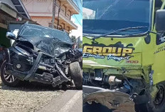 Laka lantas di BS, Mini Bus Vs Truk Bermuatan Sendal, Begini Kejadianya