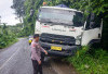 Tak Kuat Nanjak, Fuso   Bawa Pupuk Hantam Cadas